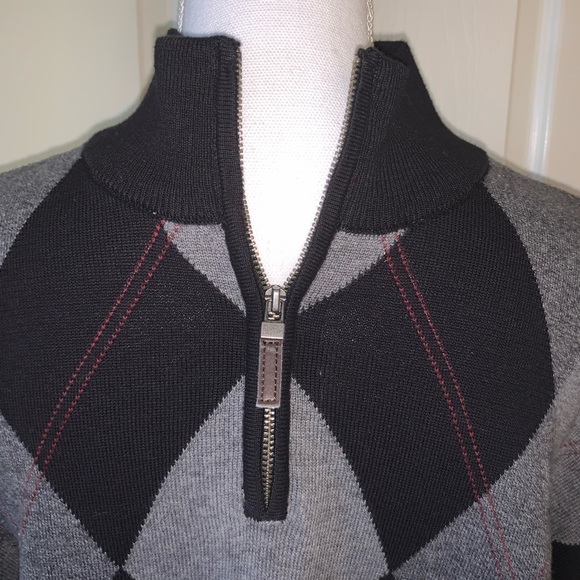 TASSO ELBA ARGYLE SWEATER W/ ZIPPER- SIZE XL NWT - Picture 2 of 6